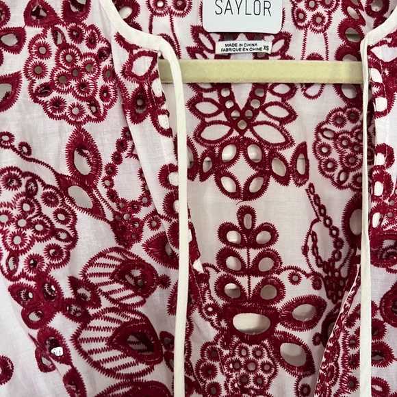 Saylor Embroidered Eyelet Red Dress size XS - Picture 6 of 9